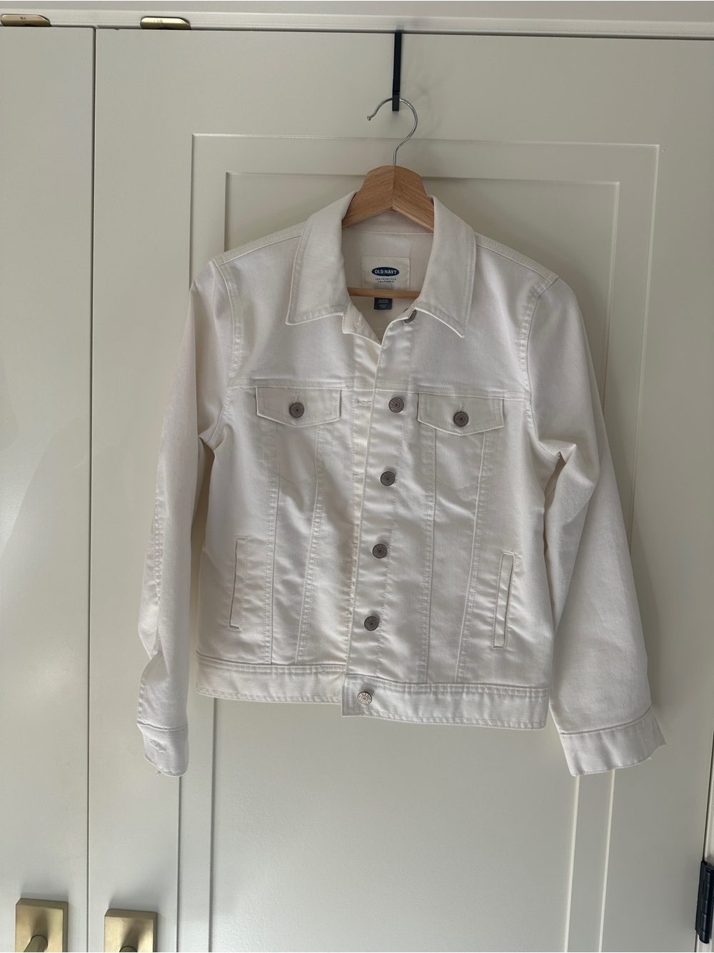 Old Navy White Stretch Denim Jacket Size S